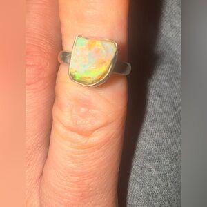 Real Ethiopia fire Opal 925 Silver Ring size 6 1/2